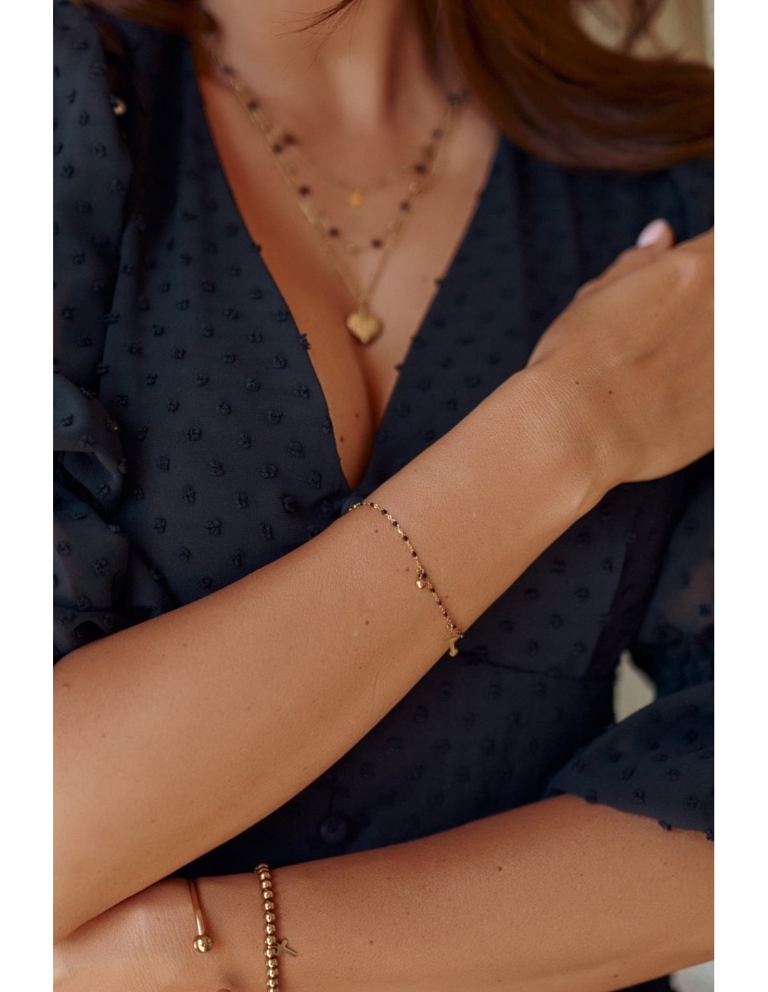 Subtle bracelet with crosses, gold surgical steel BZI034 - Online store - Boutique